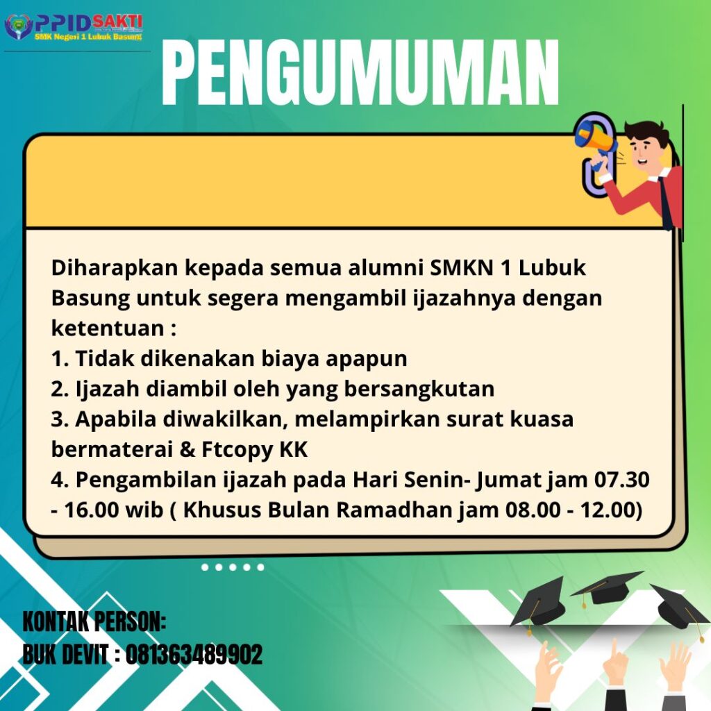 Informasi Alumni SMK Negeri 1 Lubuk Basung Yang Belum Mengambil Ijazah